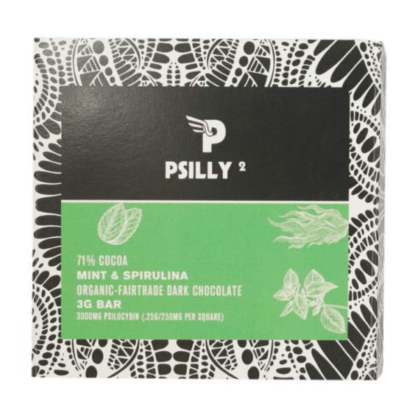 Psilly - Dark Chocolate Bar - Mint & Spirulina | Magic Mushrooms Quebec Canada